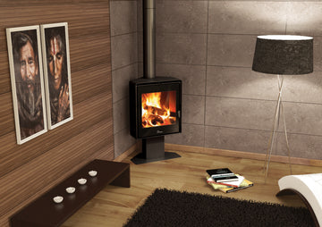 Lacunza ATLANTIC 611R, steel, wood-burning stove, black, corner, on a leg