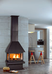 Lacunza CM 300, steel, wood-burning fireplace, black, with side glass and finished steel finish