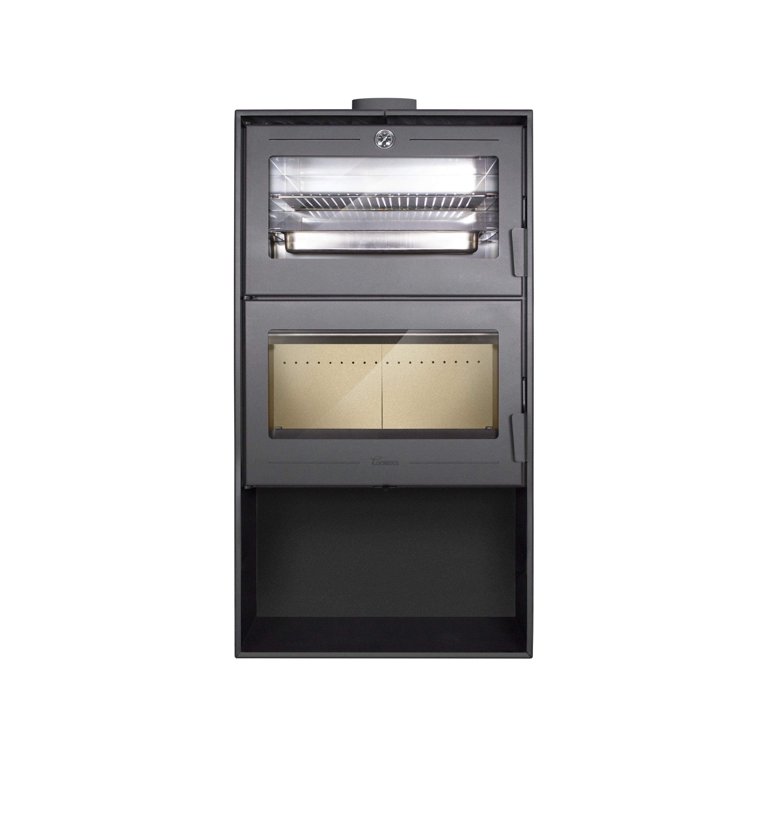Lacunza OSLO steel stove with larger baking oven, black