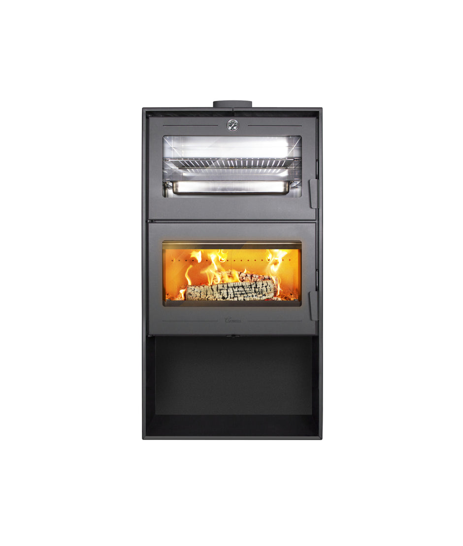 Lacunza OSLO steel stove with larger baking oven, black