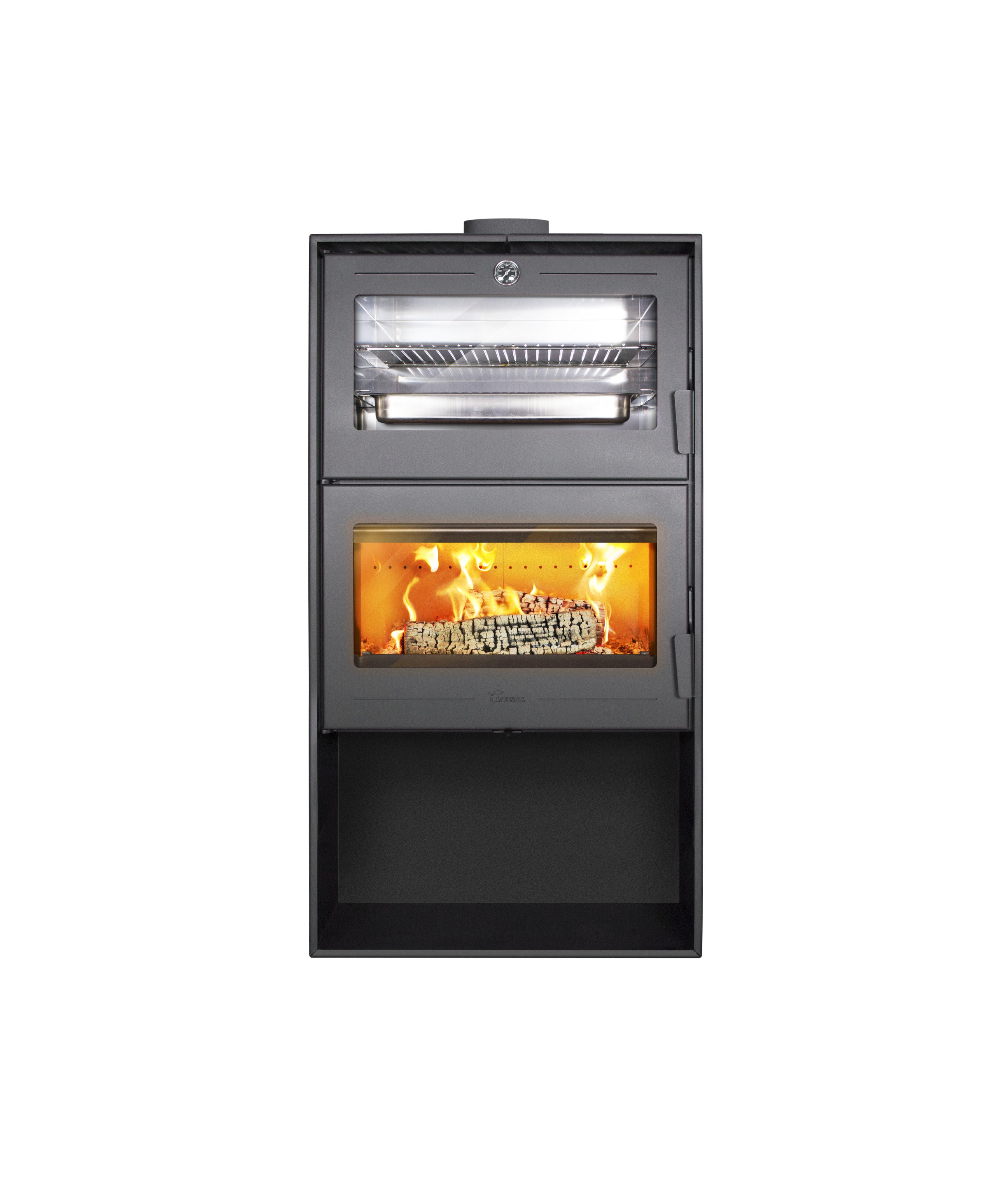 Lacunza OSLO steel stove with larger baking oven, black