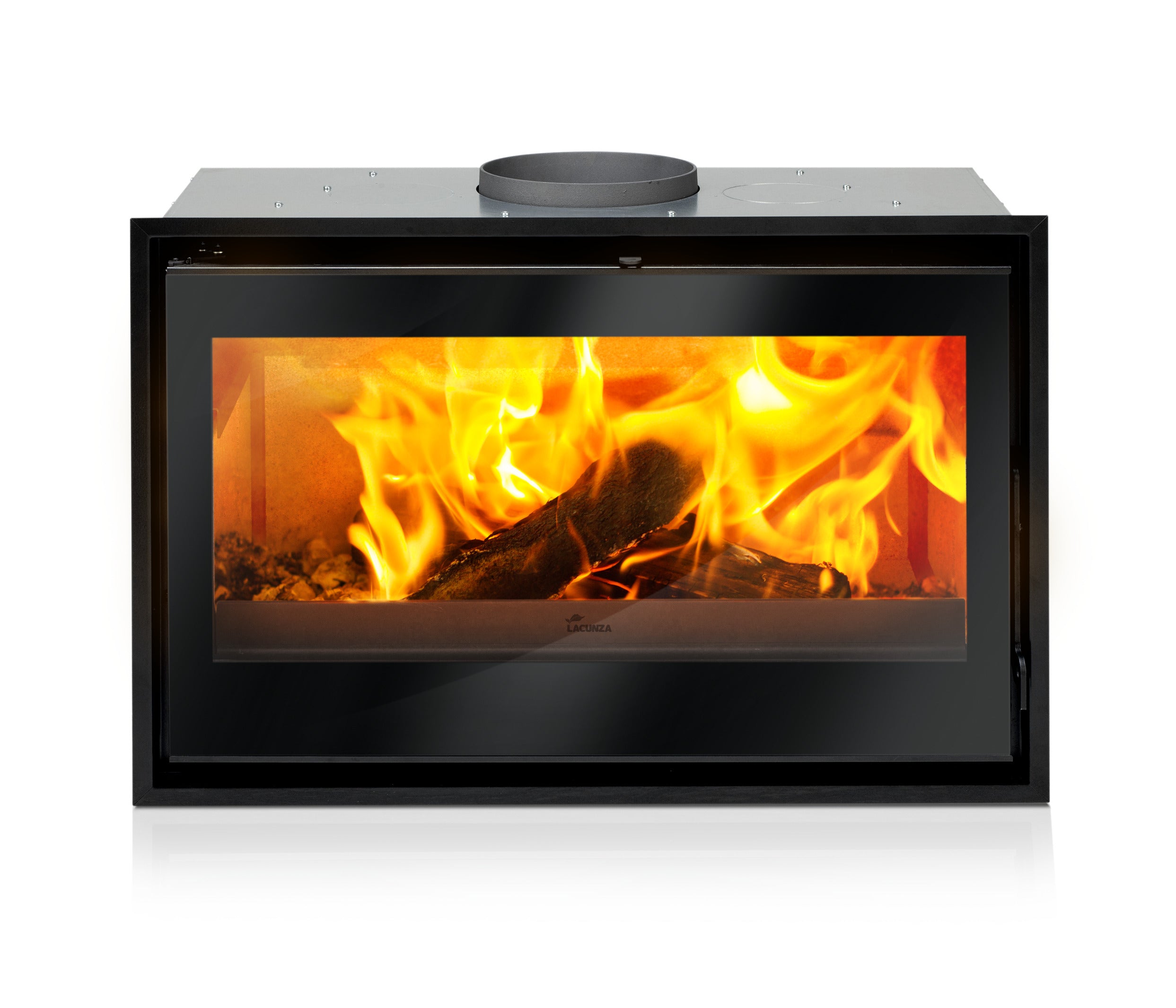 Lacunza AROA 800, steel, wood-burning fireplace insert, for A++ class homes, with clear glass system