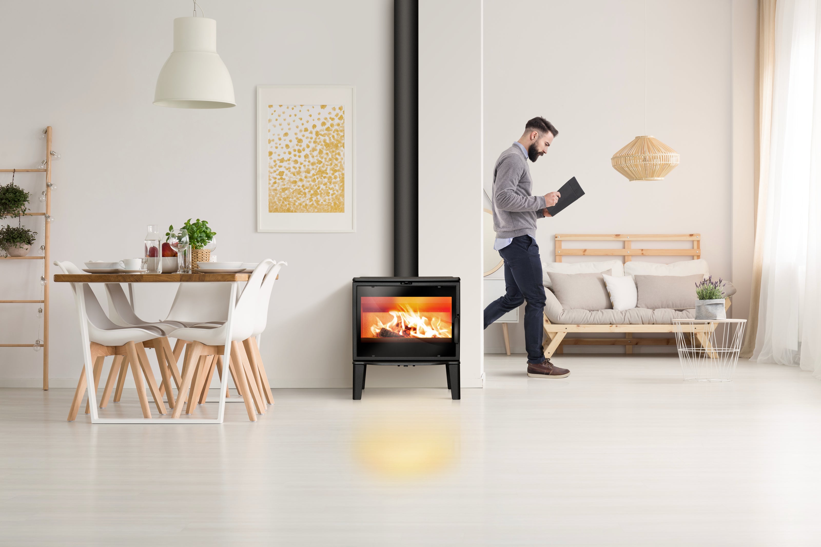 Lacunza BIARRITZ, wood-burning, cast iron stove, black