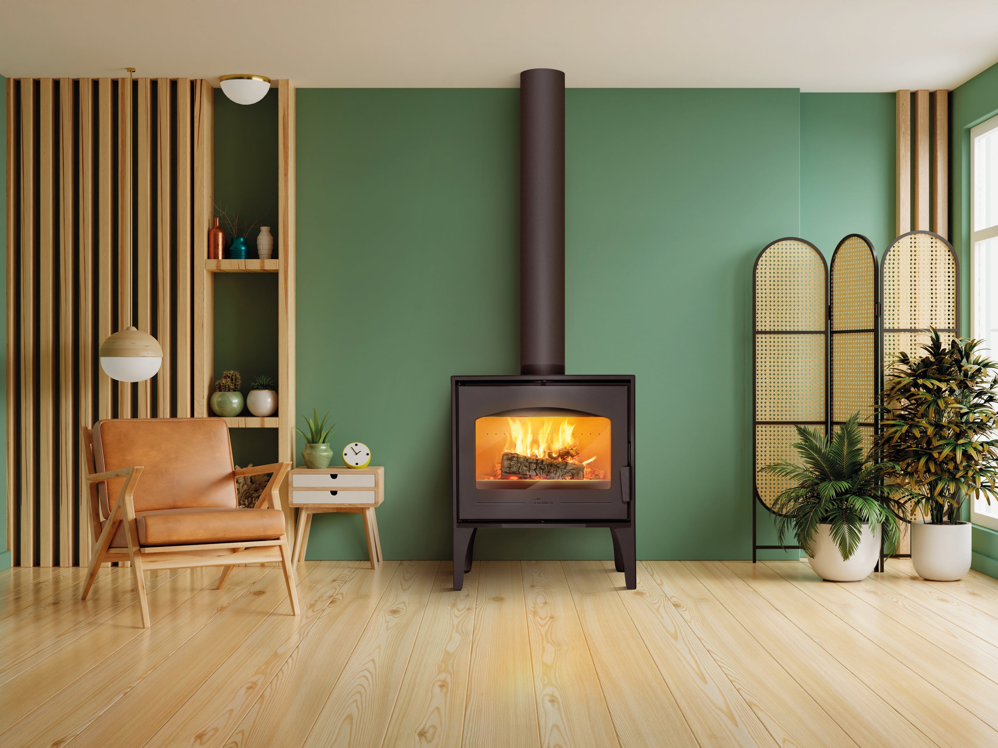 Lacunza Calpe steel classic stove with a spacious combustion chamber