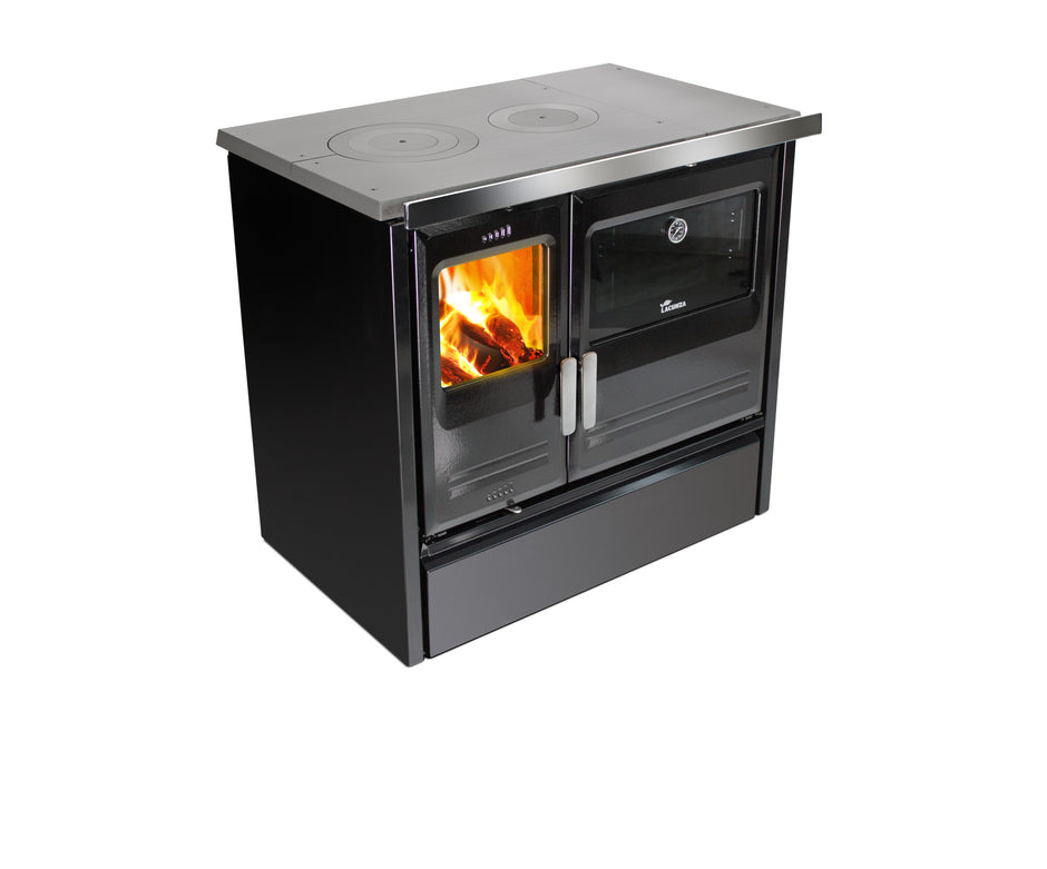 Lacunza ETNA 7T, cast iron, kitchen, wood-burning stove, black, with baking oven and hob