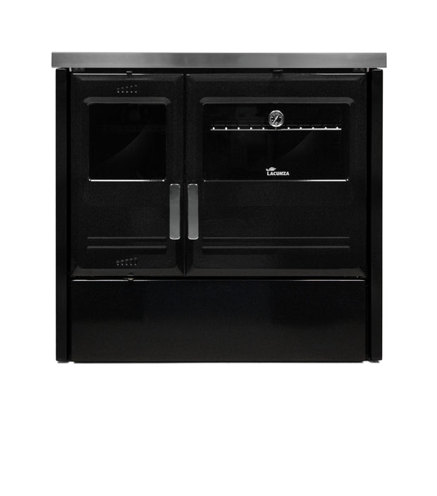 Lacunza ETNA 7T, cast iron, kitchen, wood-burning stove, black, with baking oven and hob