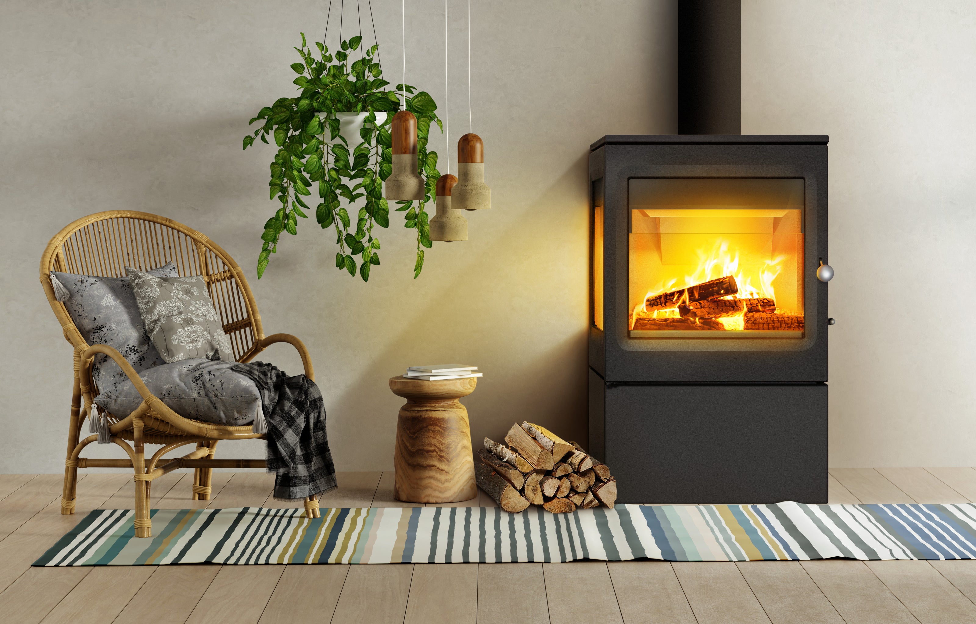 Lacunza GARDE, wood-burning, cast iron stove, black with side windows