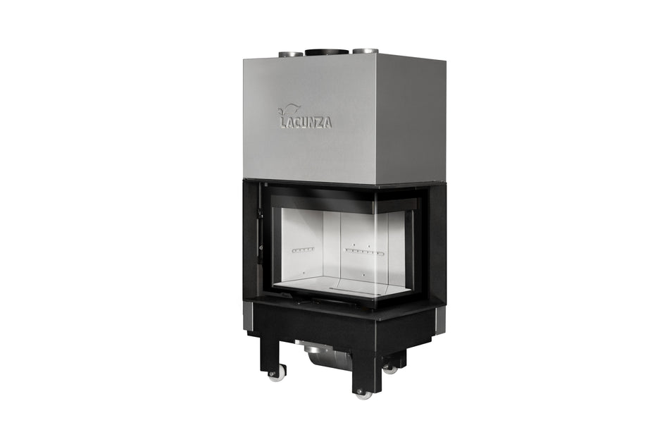 Lacunza IZARO 60 CLD B – malkinis plieninis židinys su kampiniu stiklu ir balta degimo kamera