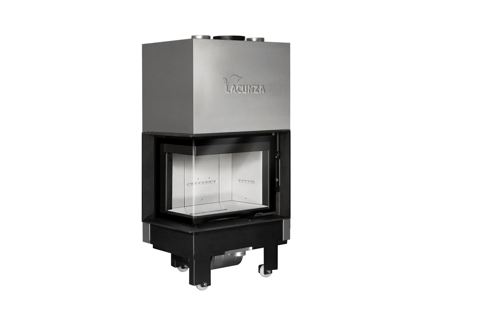 Lacunza IZARO 60 CLI B – malkinis plieninis židinys su kampiniu stiklu ir balta degimo kamera