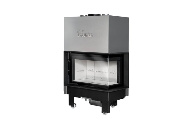 Lacunza IZARO 80 CLD B – malkinis plieninis židinys su kampiniu stiklu ir balta degimo kamera