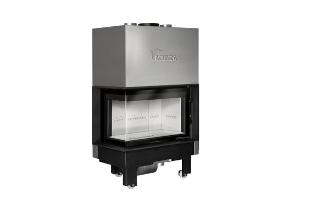 Lacunza IZARO 80 CLI B – malkinis plieninis židinys su kampiniu stiklu ir balta degimo kamera