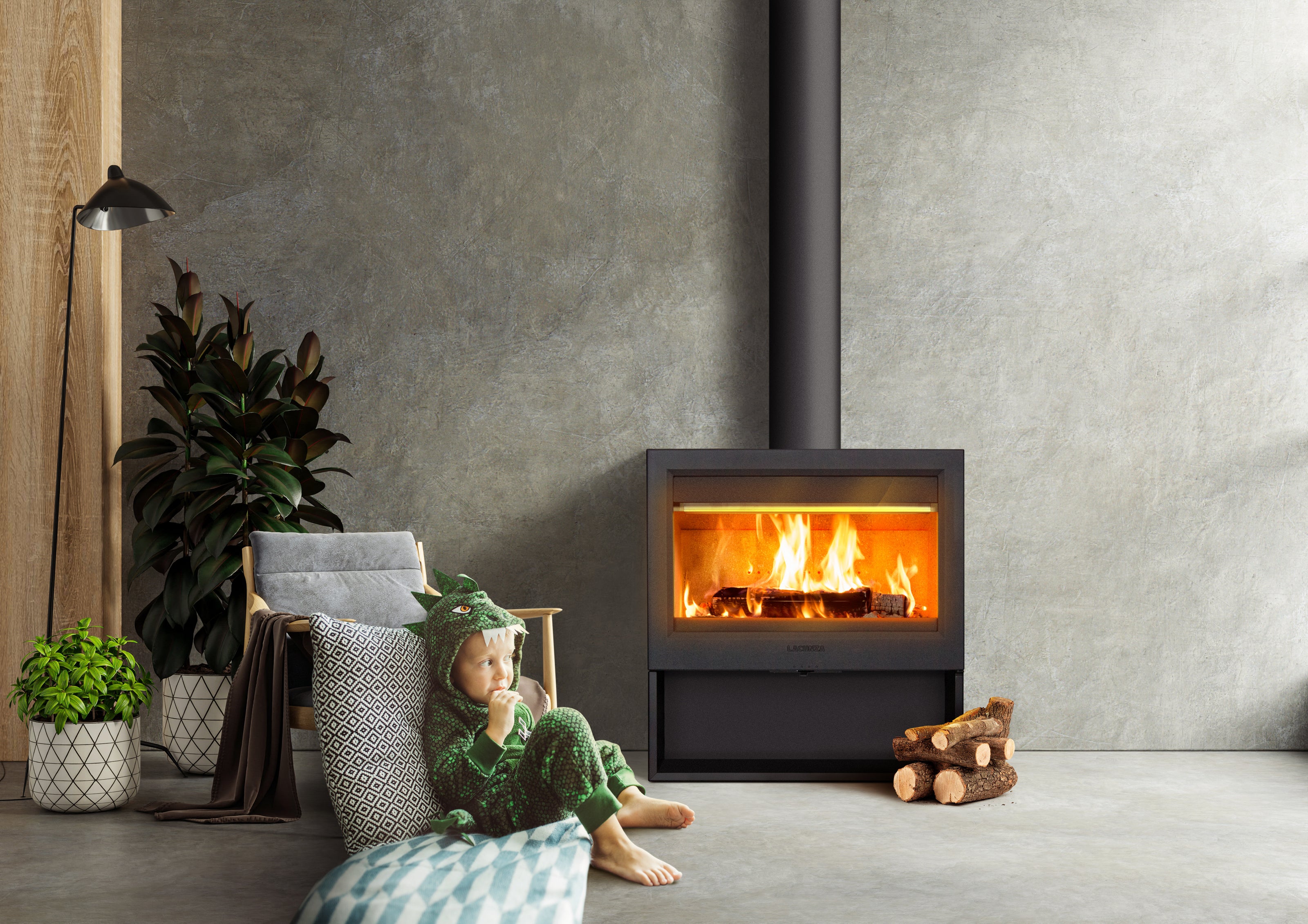 Lacunza LEON, wood-burning, steel-cast iron stove, black