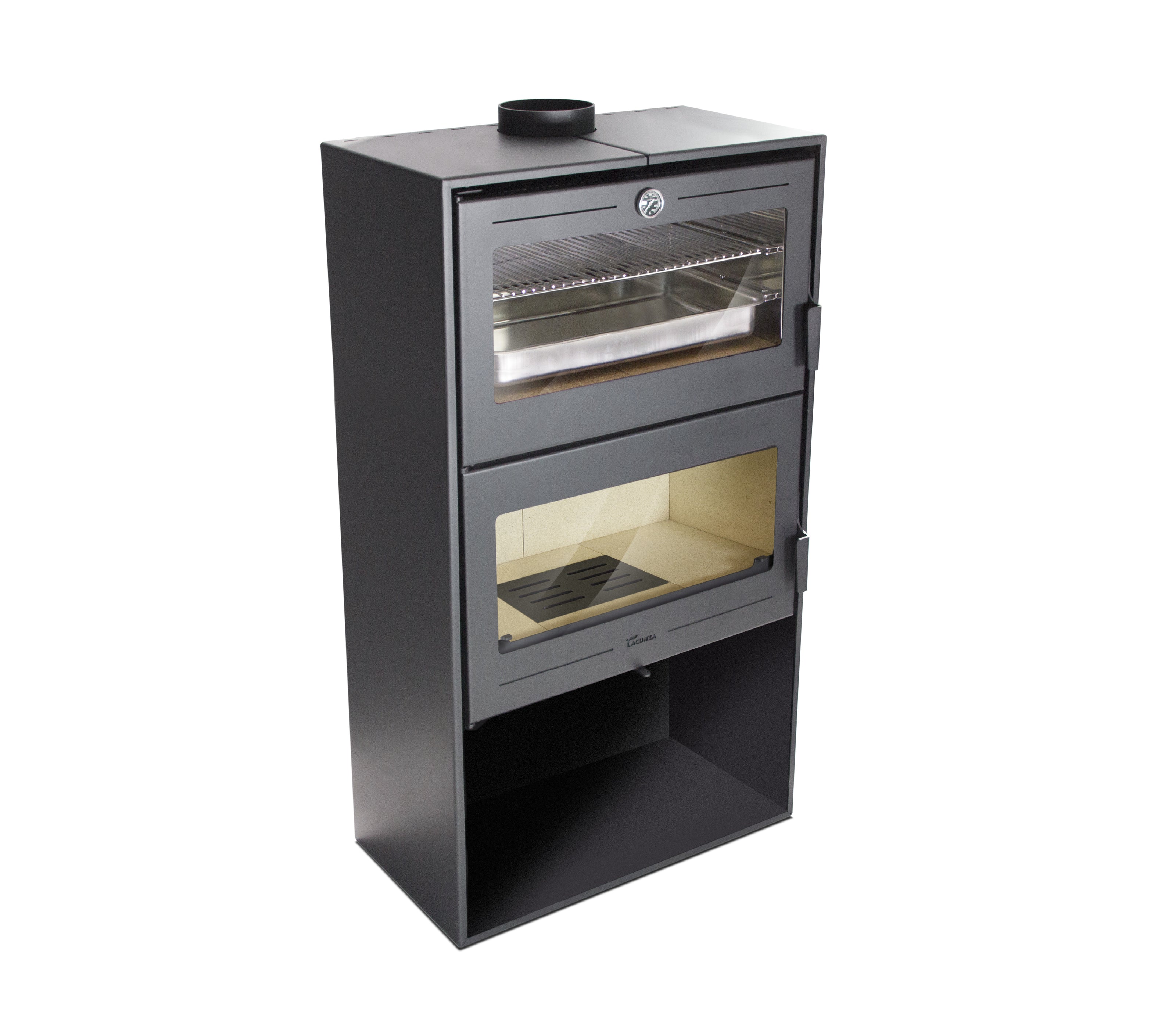 Lacunza OSLO steel stove with larger baking oven, black