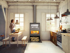 Lacunza OSLO steel stove with larger baking oven, black