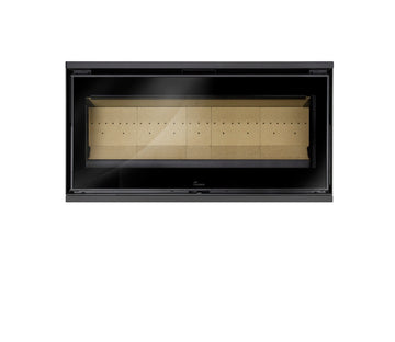 Lacunza PARIS 1000 Mural, steel wood-burning hanging stove, black color, with straight glass