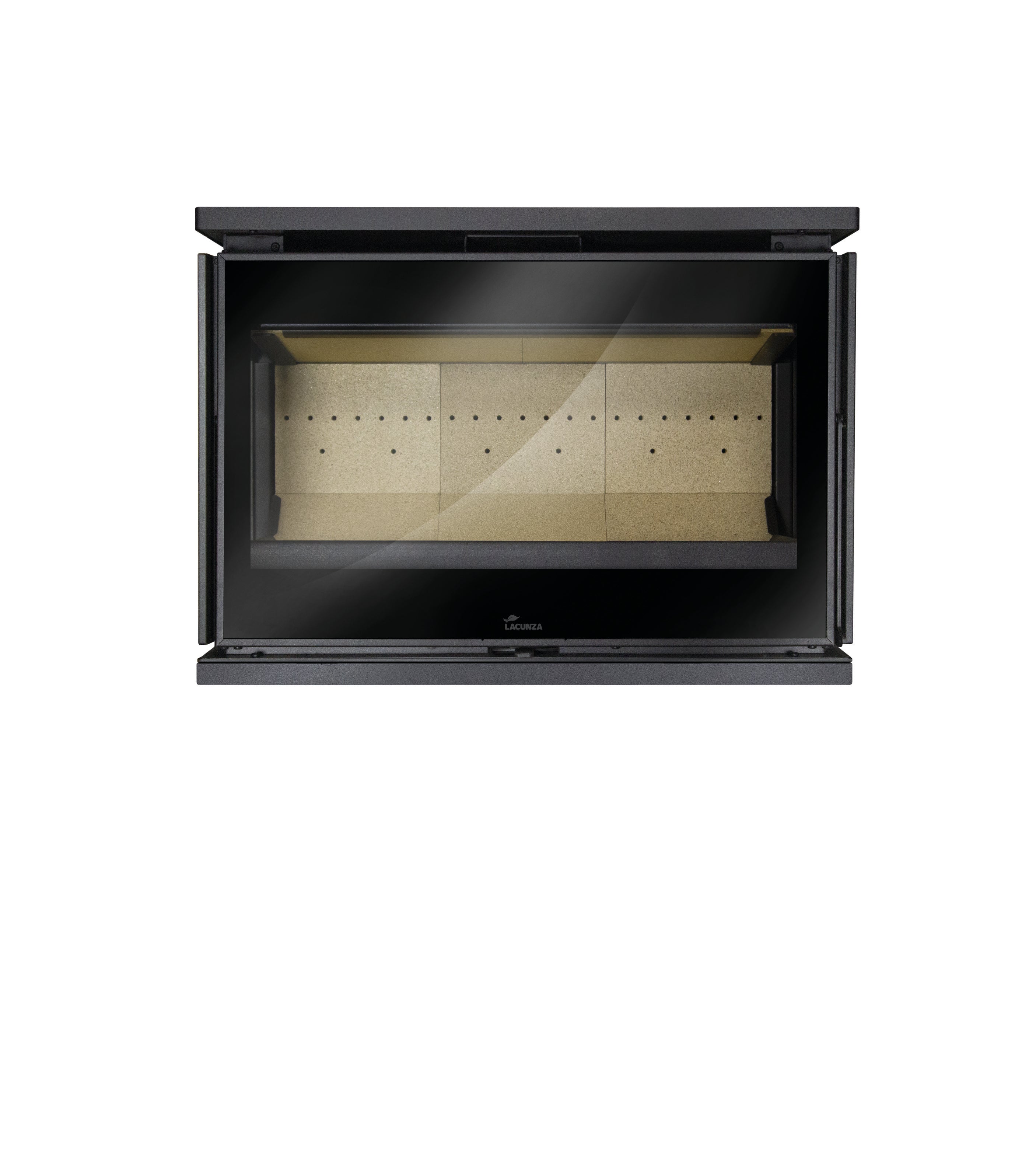Lacunza PARIS 700 CLID Mural hanging steel wood-burning stove with three-glass design