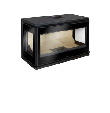 Lacunza PARIS 800 CLID Mural hanging steel wood-burning stove with three-glass design