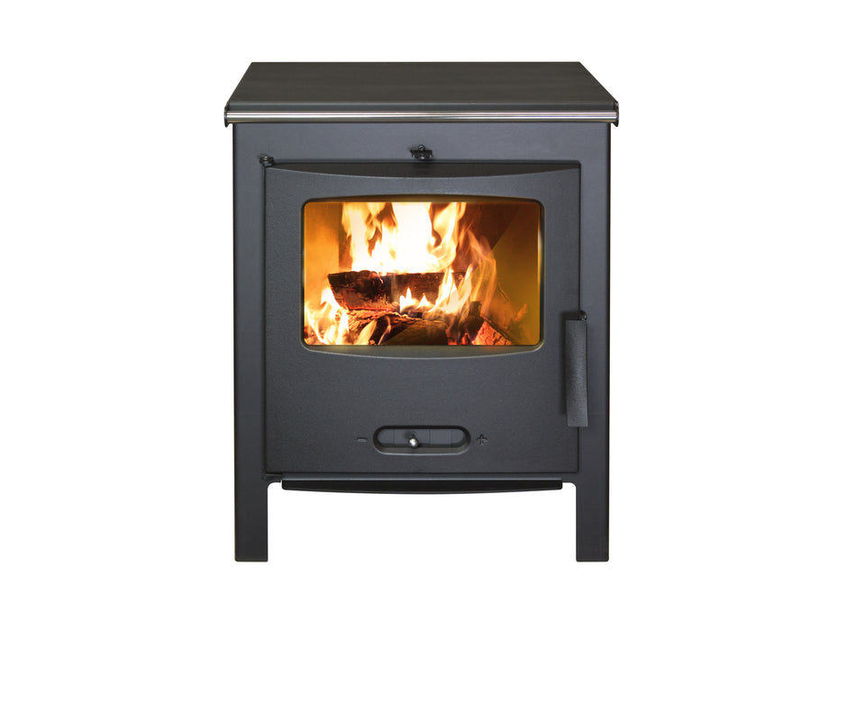 Lacunza SAGRA CP, plieninė, malkinė krosnelė,  juodos spalvos, su kaitlente