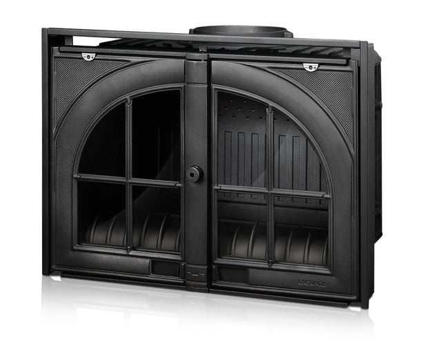 Lacunza SARA, ketinis, malkinis židinio ugniakuras, juodos spalvos apdaila