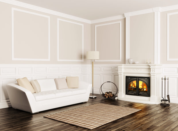 Lacunza SARA, ketinis, malkinis židinio ugniakuras, juodos spalvos apdaila