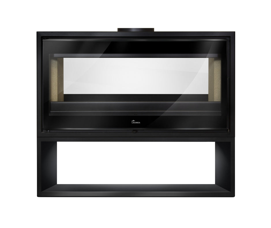 Lacunza VERONA 1003, steel, wood-burning stove, black, free-standing, with two sides and firewood storage