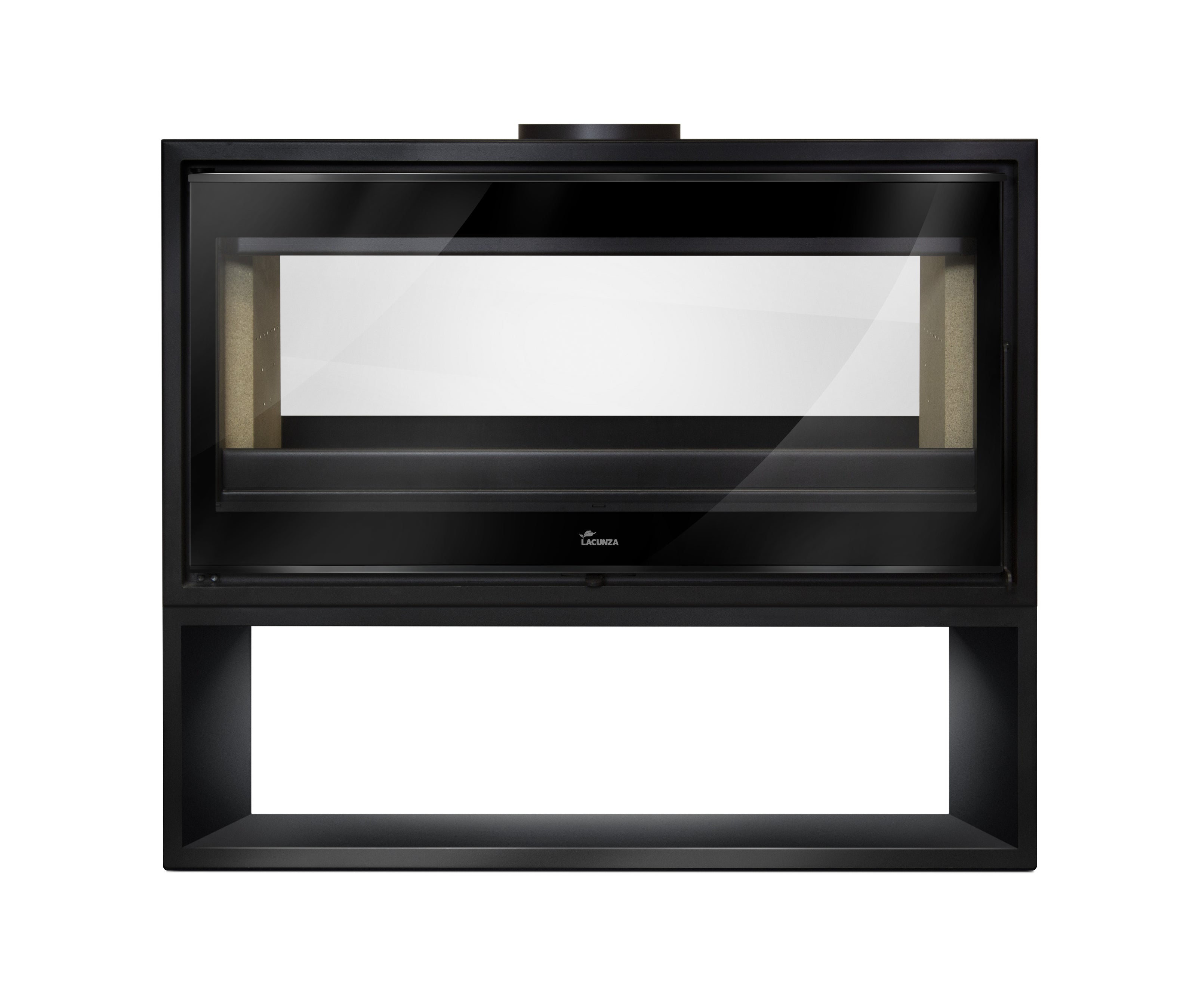 Lacunza VERONA 1003, steel, wood-burning stove, black, free-standing, with two sides and firewood storage