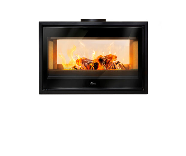 Lacunza VERONA 800, plieninis malkinis židinys, juodos spalvos, pastatomas, dviejų pusių