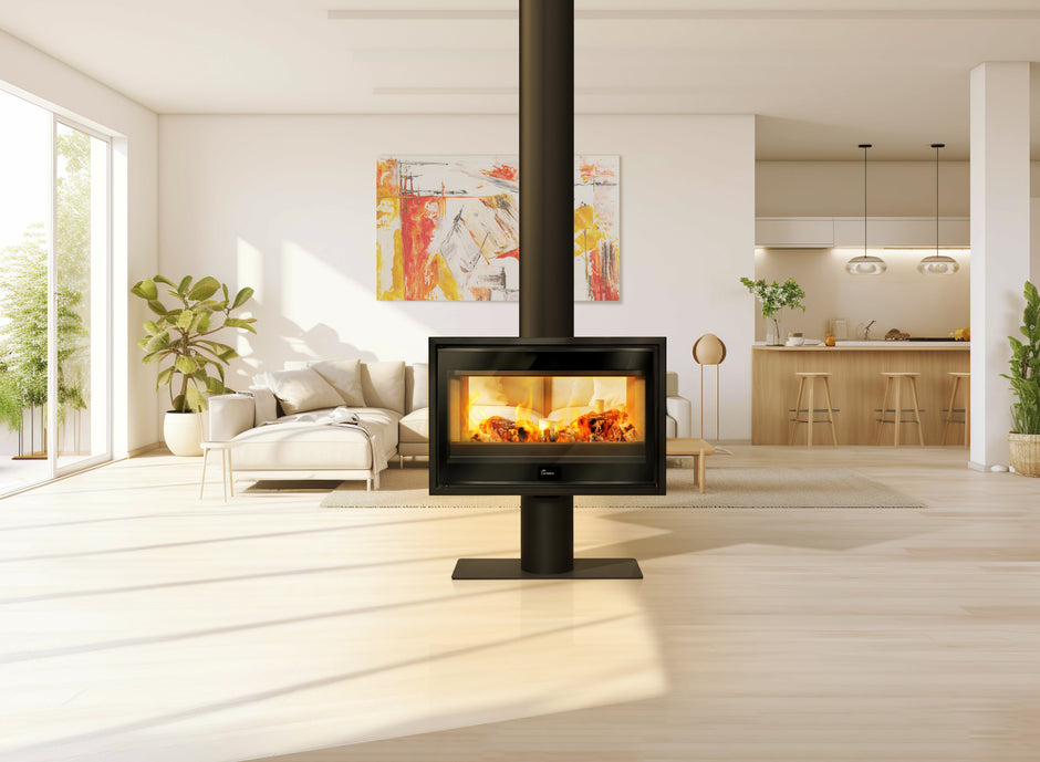 Lacunza VERONA 801, steel, wood-burning stove, black, standing, two-sided