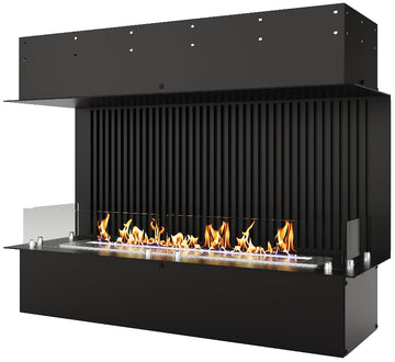Biofireplace LACUNZA LUMIN 1100 CLID S, black, with ribbed back and side glass