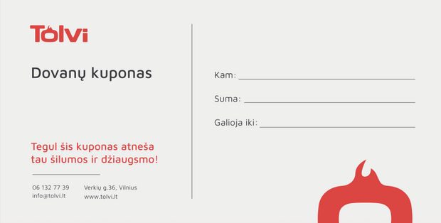 Dovanų kuponai – 100€, 200€, 500€, 1000€ | Jaukumo dovana namams | Tolvi