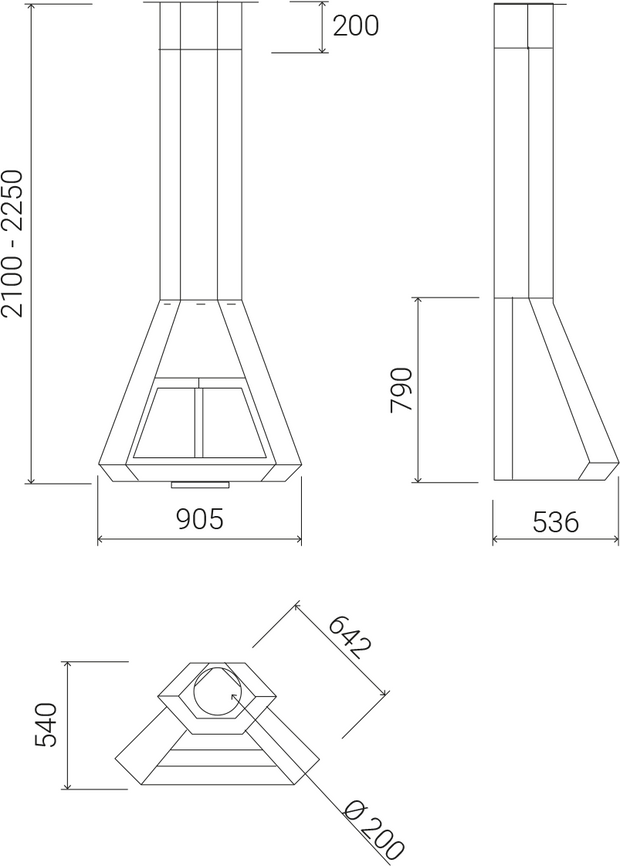 Fireplace TRAFORART ARION FRONTAL SUSPENDED WITH WALL SUPPORT