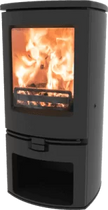 Plieninė krosnelė Charnwood ARC 7, su malkų dėtuve, juodos spalvos